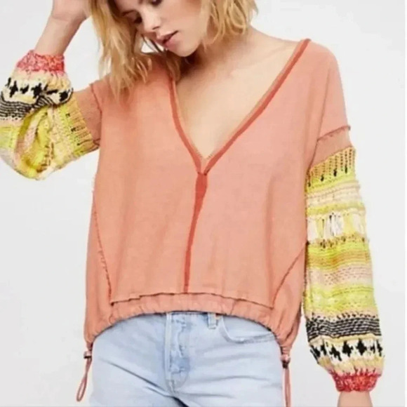Free People Oversized Crochet Sleeves Sweater - Picture 1 of 16
